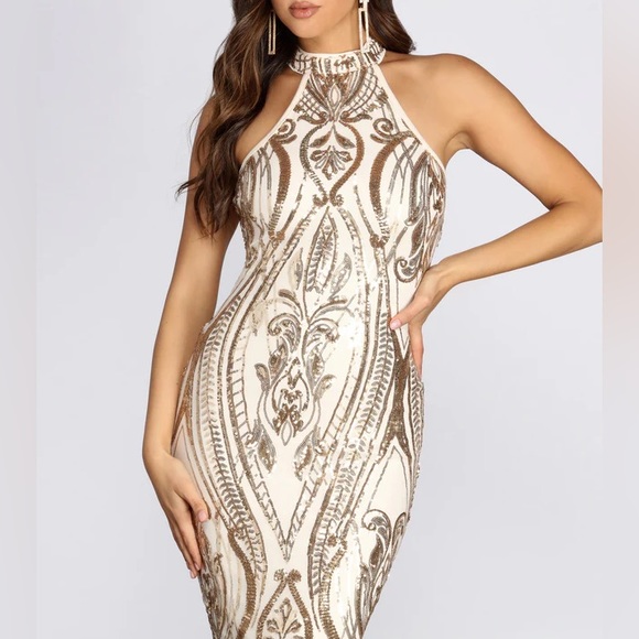 Sofia Formal Sequin Midi Dress - Picture 3 of 4